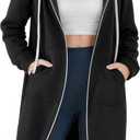 Ablanczoom Womens Long Zip Up Hoodies Comfortable Fleece Fashion Sweatshirts 2026 Casual Jackets with Pockets (Small, Black)