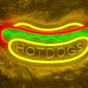 HOT DOGS Neon Signs for Wall Decor Neon Lights for HOT DOGS Shop Led Business Signs Suitable Fast food Neon Light Decor for Restaurant,Kitchen,Party,Food Decoration,USB Powered 14.56.8inch