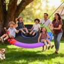 Trekassy 60" Large Saucer Tree Swing for Kids Adults 900D Oxford Waterproof with 2pcs Hanging Straps-Rainbow