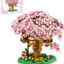 QISHOUTING Cherry Blossom Tree Building Set, 1113PCS, Flowers Bonsai Tree Mini Blocks Kit for Adult, Japanese Sakura-Tree House Building Blocks, Gift Ideas for Girls 8 10 12 14+ (Pink)