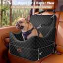 JOEJOY Elevated Dog Car Seat for Small/Medium Dogs up to 35 lbs, Memory Foam Booster Seat with Detachable Washable Cover, Travel-Safe Car Bed with Safety Belts & Storage Pockets, Black