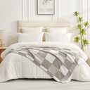 Snuggle Sac Checkered Blanket, Grey Throw Blanket for Couch Checker Microfiber Fluffy Warm Fuzzy Cozy Soft Throw Blanket Reversible Checkerered Blankets for Sofa, Chair, Bed, 50x60 inches