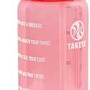 Takeya 32 oz Motivational Water Bottle with Straw Lid with Time Marker, Premium Quality BPA Free Tritan Plastic, Flutter Pink