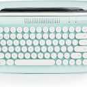 YUNZII ACTTO B303 Wireless Typewriter Keyboard, Bluetooth Connection, Cute Retro Aesthetic Design with Integrated Stand for Tablet, Phone, PC and Win/Mac/Android (B303, Sweet Mint)