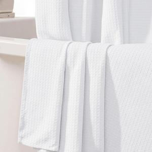 Awellife Waffle Hotel Textured White Shower Curtains for Bathroom Fabric Liner, 72" W X 72" L Inch