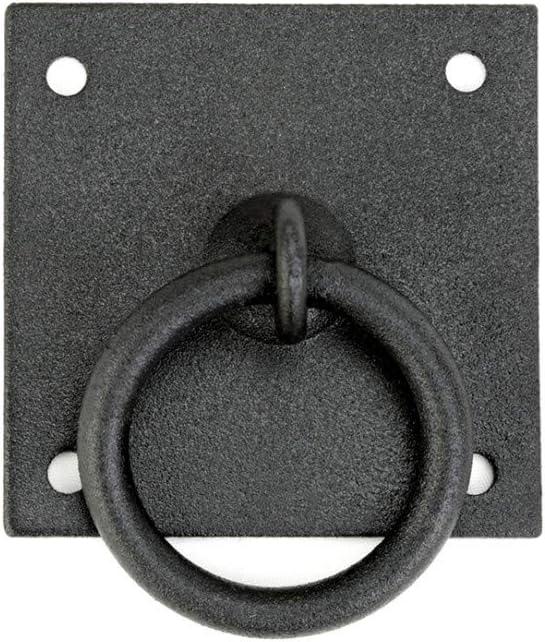 Renovators Supply Manufacturing Cabinet Pulls 2.26 in. Black Wrought Iron Ring Drawer Pulls with Mounting Hardware (Pack of 1)