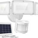 LEPOWER 1600LM LED Solar Security Lights Motion Outdoor, Motion Sensor Light, 5500K White Light, IP65 Waterproof Outdoor Flood Solar Light with 3 Adjustable Head for Yard, GarageWhite