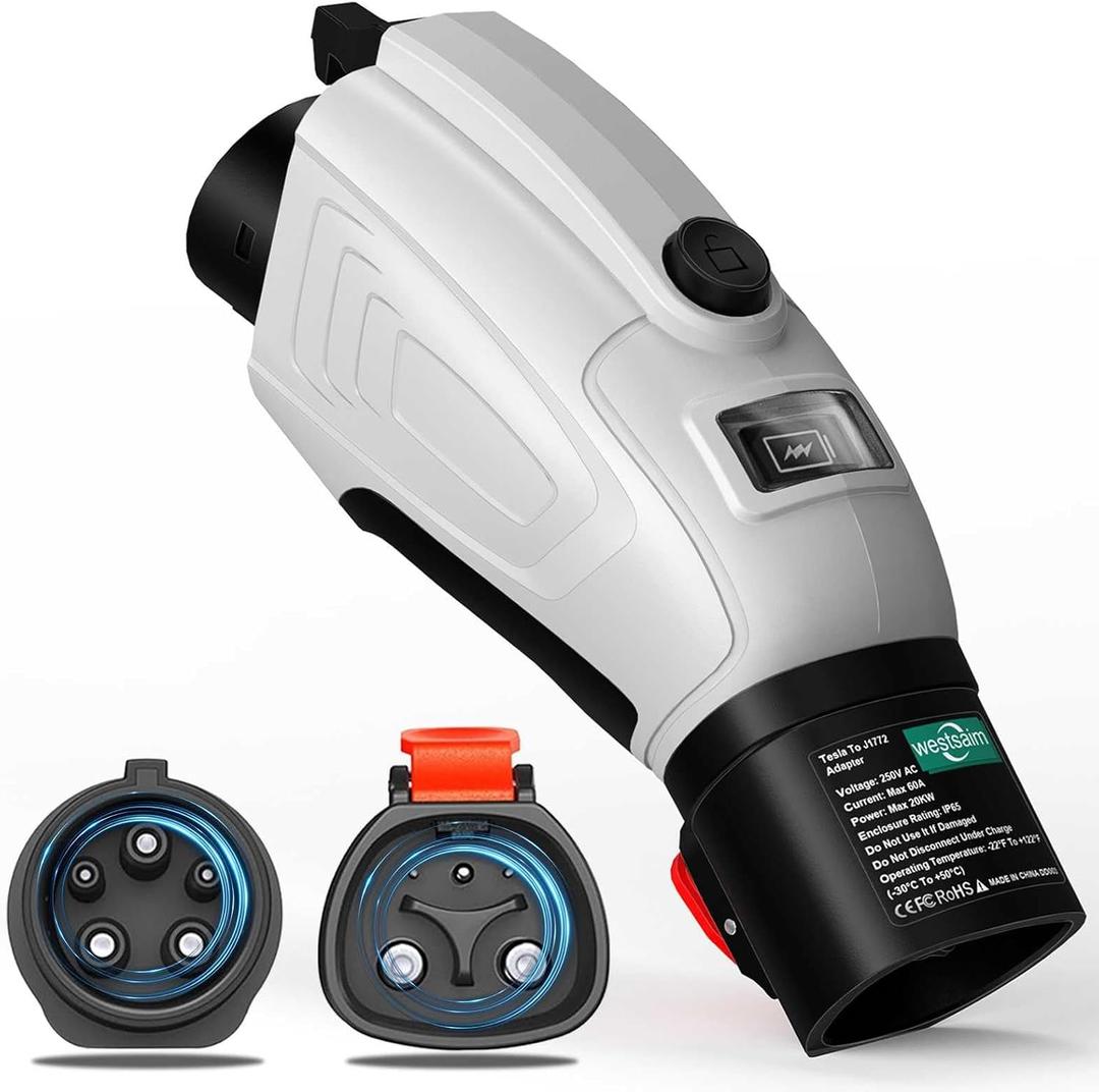 Level 2 Tesla to J1772 Adapter 60A NACS to J1772 Adapter, Tesla Charger Adapter to J1772 EV Charging Compatible with Tesla Wall Connector/Destination/Mobile Charger (white)