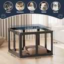 Jalove Acrylic Dog Playpen Indoor, 8 PCS Plastic Puppy Playpen with Door, Clear PlayPen for Dog Cat Rabbit Ferret, Easy Assemble Pen, Preferable Small Cage, Black, 33.5" L x 33.5" W x 24" H