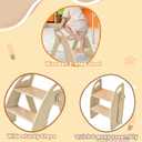 Wooden 2 Step Stool for Toddlers, Foldable 2-Step with Non-Slip Pads and Handles, Bamboo Step Stool for Kids Bathroom Sink and Potty Training, Kitchen Helper, Nursery Bedroom (Log Color)