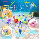 Rileryan 36 PCS Diving Pool Set Diving Rings and Sticks Pirate Treasure Chest Gems Mermaid Underwater Dive Swimming Pool with Storage Bag Summer Swim Water Sinking, Small to Medium