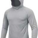 TACVASEN Men's Rash Guard Sun Hoodie Long Sleeve UPF 50+ Sun Protection SPF Quick Dry Hiking Swim Fishing Shirt (Large, Gray)