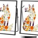 2 PCS Floating Double Picture Frame Hinged Folding, 4x6 Elegant Thin Edge Metal Real Glass Brass Photo Frames for Tabletop Wall Display, Christmas Day Gift Home Decorative Art Cfafts,Vertical, Retangle, Black