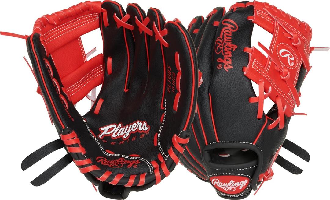 Rawlings | Players Series Youth 10-INCH Baseball Glove | RHT | Black/ Red