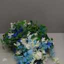 Artificial Fake Flowers for Outdoor Spring Decoration, 16 Bundles Faux Silk Colorful Daisy UV Resistant Realistic for Outside Porch Patio Home Yard Garden Planters Pots Window Box (Blue)