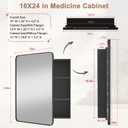Medicine Cabinet with Mirror, 16x24 Fully Assembled Recessed or Wall-Mounted Bathroom Mirrored Cabinet with Adjustable Storage Shelves for Vanity, Metal, Black