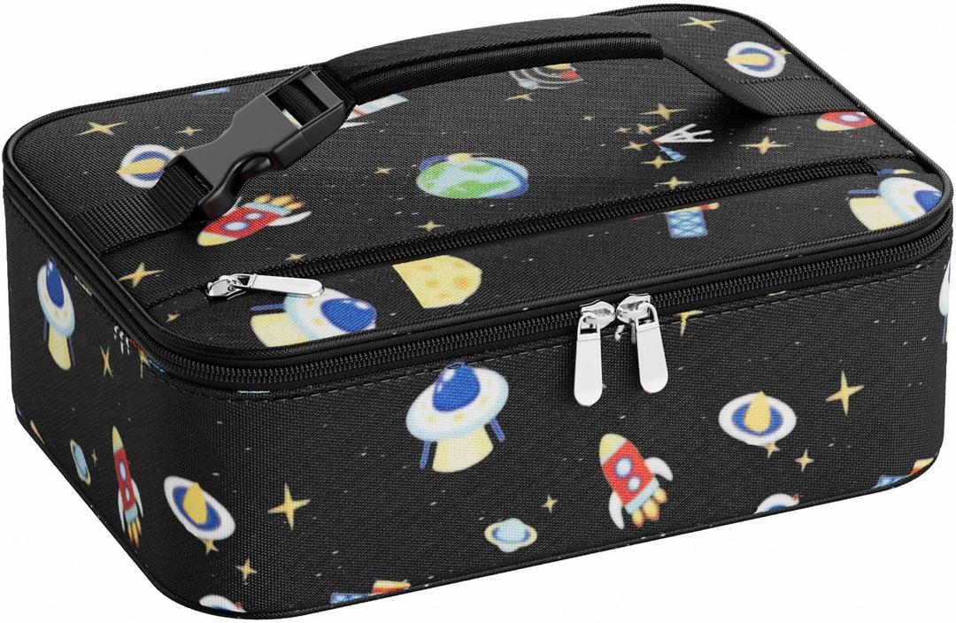 Small Lunch Box Insulated Lunch Bag for Women Men, Bento Kids Lunch Box, Compact Portable Thermal Meal Cooler Bags with Buckle Handle for Work & School, Spaceman 5L