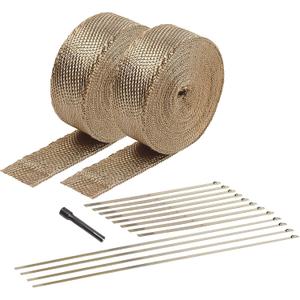Design Engineering 010095 Titanium Exhaust Heat Wrap Kit with LR Technology, (2) 2" x 50' Rolls, 12 Locking Ties, and Locking Tie Tool
