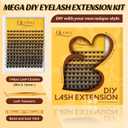 QUEWEL Lash Clusters Kit, 144 Pcs DIY Lash Extension Kit Individual Lashes Eyelash Extension Kit with Lash Bond and Seal Lash Tweezers (144-Mega Kit)