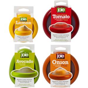 Joie Food Saver Set, Avocado, Tomato, Onion, and Lemon Stretch Pods, Silicone, One Size, 4 Count (Multi Pack Stretch Pods)
