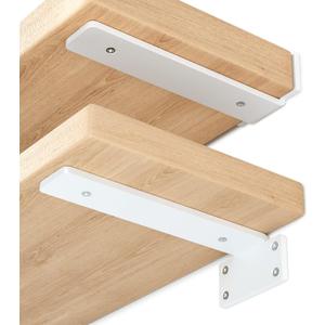 Heavy Duty Shelf Brackets 8 inch (1/5") Thick, 6 Pack Floating Hidden Shelf Brackets, Rustic Industrial Shelf Brackets with Modern Iron Finish, (White)