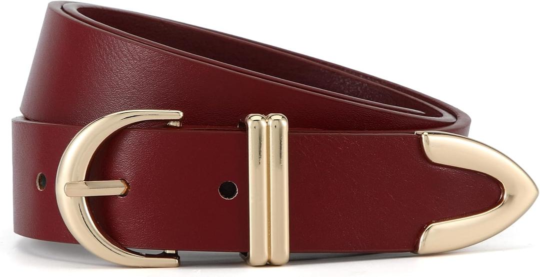 HOTWILL Women Belt for Jeans Dress Pants Fashion Gold Buckle Ladies Faux Leather Waist Belt (Large: 33"-36" (Pant 12-14))