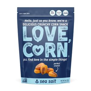 LOVE CORN Sea Salt | Delicious Crunchy Corn Natural Snack | 4 Ounce x 1 Bag | Non-GMO, Low-Sugar, Gluten-Free, Plant Based, Vegan, Low Sugar
