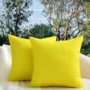 WHATWEARS 18" x 18" Throw Pillows, Outdoor Waterproof Pillows with Inserts, Square Decorative Pillows for Patio Furniture Garden Couch Sofa Home(Yellow, Set of 2)