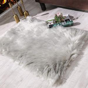 Carvapet 2x3 Small Faux Sheepskin Fur Rug - Grey Soft Fluffy Shaggy Area Carpet, Fuzzy Throw Rug and Plush Chair Cover for Bedroom Living Room Nursery