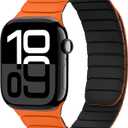 Tasikar Magnetic Bands Compatible with Apple Watch 42mm(Series 11/Series 10) 41mm 40mm 38mm Soft Silicone Replacement Loop Wristband for iWatch SE Series 11 10 9 8 7 6 5 4 3, Orange-Black