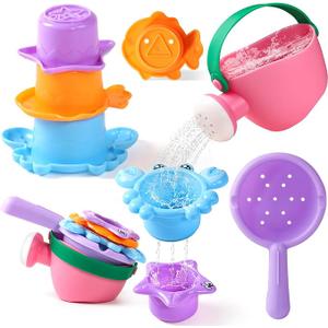 Fajiabao Baby Bath Toys for Kids Ages 1-3 Toddler Bath Toys Mold Free for 2-4 Bathtub Sand Beach Pool Water Toys for 1+ Year Old Girl Gifts 5 PCS (Color Random)