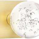 Passage Glass Door Knobs Interior, Round Clear Bubble Crystal Gold Door Knobs for Closet/Hall/Bifold, Satin Brass