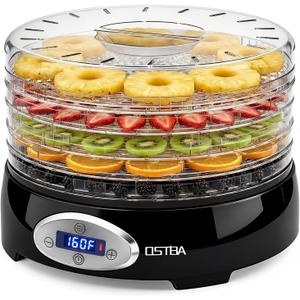 OSTBA Food Dehydrator, 5 BPA-Free 12.2" Trays, Adjustable Temp 95160, 48H Timer, 420W Food Dryer for Fruits, Veggies, Jerky, Herbs, Home Use, BPA-Free
