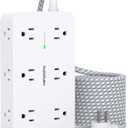 Extension Cord 15 Ft, HANYCONY Power Strip Surge Protector 12 Outlets 4 USB Ports (2 USB C), Large Desk Power Strip with Long Cord, Flat Plug, Wall Mount for Office Home College Dorm Room Essentials (White)