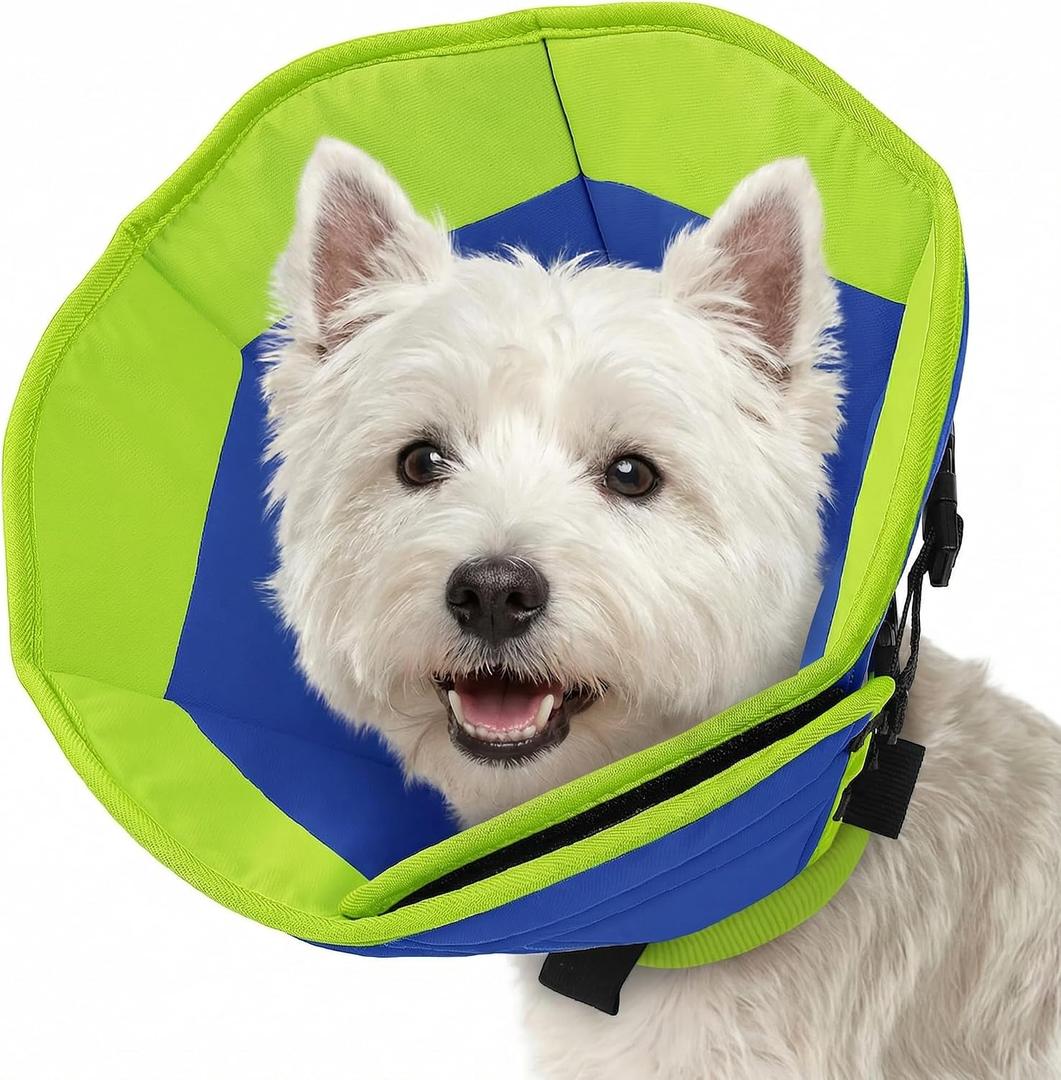 Dog Cone Collar, Adjustable Cone for Dogs to Stop Licking, Soft Dog Cone Alternative for Small Dogs, Pet Recovery Collar After Surgery with Quick Release Buckle, Blue S