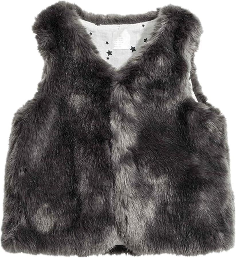 LJYH Baby Girls Dark Gray Faux Fur Vest Children Spring Autumn Outerwear jackets (3-6 Months)