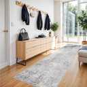 Washable 3x12 Hallway Runner Rug - Runner Rugs Modern Stain Resistant Indoor Mat Rug Runner for Laundry, Bedroom Non Slip Rubber Backing Thin Super Soft Room Decor Floor Carpet 3x12 Grey