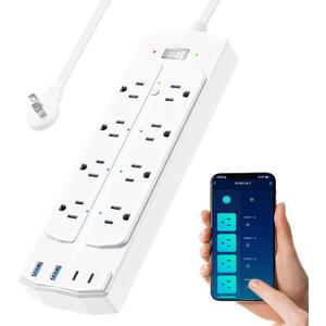 2 Prong Smart Power Strip, 1200J Surge Protector, Yozisital 2 Prong to 3 Prong Outlet Adapter, 5FT Flat Plug Extension Cord with 8 Outlets 4 USB Ports for Home Office