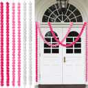 Riceshoot 6 Pcs Breast Cancer Awareness Garland Decorations 30 ft Pink White Marigold Garland Breast Cancer Awareness Month Party Decor for Front Door Fireplace Table Centerpieces(Warm Colors)