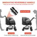 Lightweight Dog Stroller with Reversible Handle for Medium Small Dogs and Cats, Foldable Pet Stroller Travel Carriage with Large Storage Basket, 4 Wheels, Black