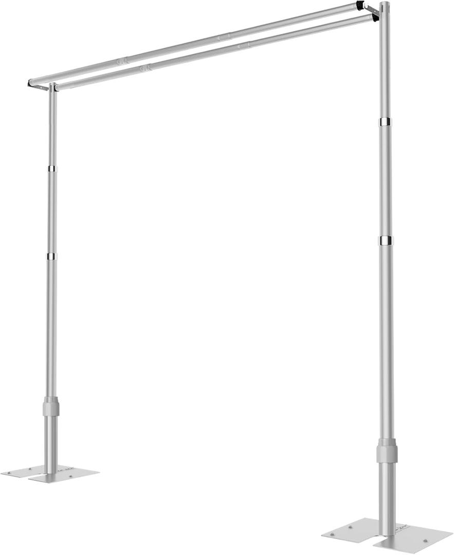 10x10ft Pipe and Drape Backdrop Stand, Double Crossbar, Heavy Duty Adjustable Background Frame with Metal Base for Parties Photography Wedding Photoshoot Decoration