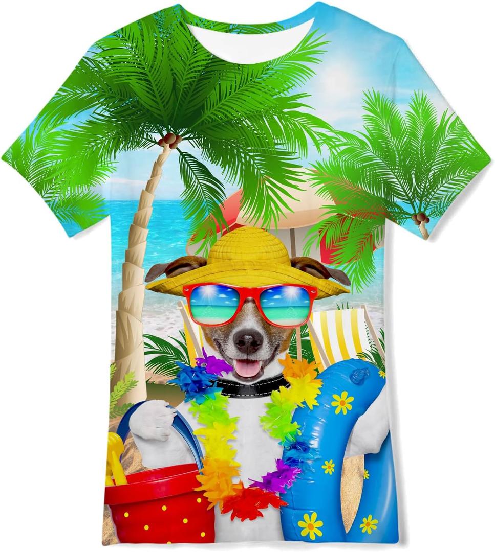 Kids Funny Graphic Polyester Colorful T Shirt for Boys Girls Size 4-14 (8-9 Years)
