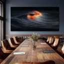 YETHEN WAL Black Ocean Wave Wall Art Glowing Sunset Canvas Prints Abstract Seascape Artwork for Living Room Bedroom Office Decor 29x58 Inch