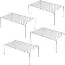 Kitchen Cabinet Shelf Organizer Set of 4, Medium (13 x 9.4 inch) Metal Wire Pantry Storage Shelves, Dish Plate Racks for Cabinets, Freezer, Counter, Cupboard Organizers and Storage, Chrome