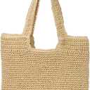 Beach Bags for Women - Summer Soft Large Woven Shoulder Purse Handbag, Beach Tote Straw Bag for Summer Vacation (Beige)
