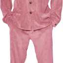 Men's 2 Piece Outfits Corduroy Casual Long Sleeve Shirt Pant Sets Fall Fashion Tracksuits (Medium)