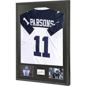 Jersey Frame Display Case with Mat, Jersey Shadow Box,Jersey Frame with Tempered Glass,Mat and Hanger for Baseball Basketball Football Soccer Sport Shirt,Black