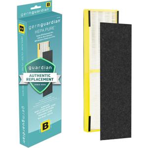 GermGuardian Filter B HEPA Pure Genuine Air Purifier Filter, Removes 99.97% of Pollutants, Wildfire Smoke, Odors, for AC4825, AC4300, AC4850, AC4880, AC4900, CDAP4500, AP2200, Black/ Yellow, FLT4825