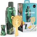 NEW OTOTO Cocktail Shaker Set - Bartender Kit with Lion Cap, Bar Cart, Bar Accessories, Drink Shaker, Cocktail Shaker with Strainer, Unique Gift Set, Kitchen Set, Kitchen Gadgets (Sip Safari)