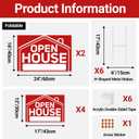 6 Pcs Open House Signs for Real Estate, 2 Pcs 24" x 16" and 4 Pcs 17" x 12" Open House Signs with Sturdy Metal Stakes and Arrow Stickers, Double-Sided Waterproof Yard Signs for Open House Supplies, 2x 24" Foldable and 4x 17" Regular